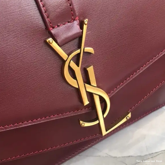 Tony Luxuries MEDIUM YSL BURGUNDY LEATHER BAG CHAIN IN SULPICE 0627